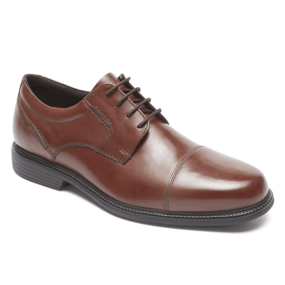 Rockport Singapore Mens Oxfords - Charles Road Cap Toe Brown - WD7152064